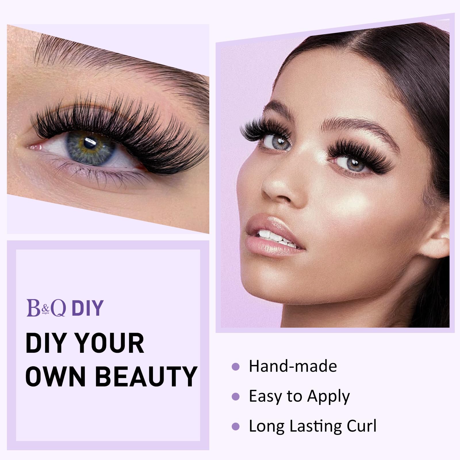B&Q Lash Clusters Wispy B02, Eyelash Clusters 72PCS Cluster Eyelash Extensions, D Curl Lash Cluster 8-16mm Natural Individual Lashes Volume False Eyelashes Clusters with Soft Band(B02-D-8-16MIX)