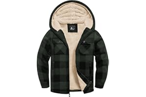 V VALANCH Boys Flannel Jacket Hooded Fleece Lined Zip-up Hoodies Plaid Coat for Kids