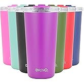 Drinco - 20 oz Stainless Steel Tumbler | Double Walled Vacuum Insulated Mug With Lid, 2 Straws, For Hot & Cold Drinks (20oz Deep Purple, 20oz)