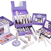 Color Nymph Makeup Gift Set For Teens, Full Kit With Make Up Kits Beginner Makeup Sets with Paper Exquisite Purple Cosmetics Box 2 Eyeshadow Palettes, Mascara, Lipstick, Lipgloss Makeup Set Brushes