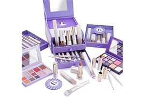 Color Nymph Beginner Makeup Set for Teens with Exquisite Purple Box Includes Eyeshadow Palettes Contour Kit Lipstick Makeup Brushes Friendly To Skin