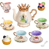 Disney Store Official Princess Tea Set with Sound Effects &amp; Character Art Showing Snow White, Cinderella, Ariel, Belle, Tiana and More, 16-Piece Pretend Play Set with Music &amp; Pouring Sounds for Kids