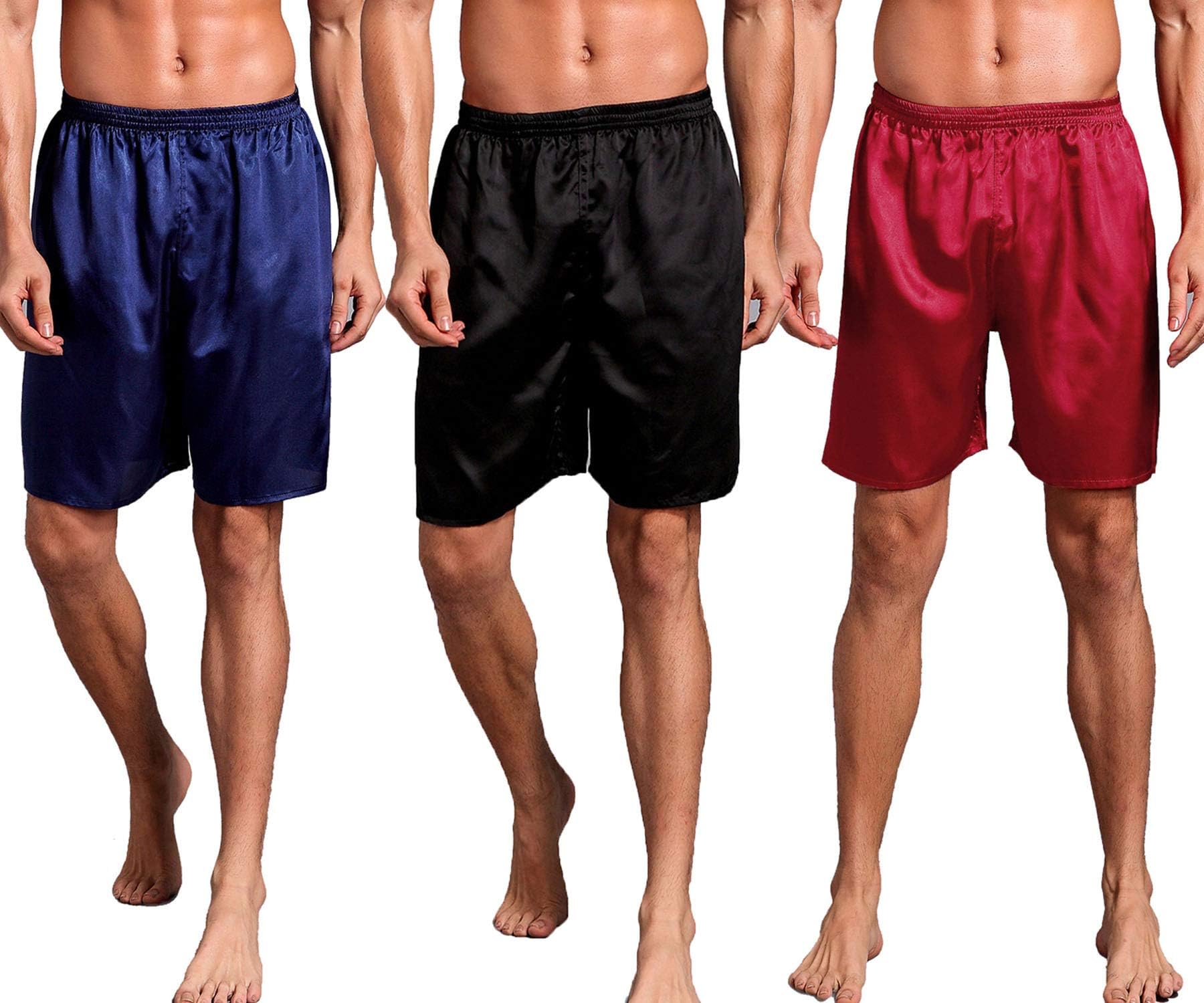 Mobarta Men's Satin Boxers Silk Sleepwear Underwear Shorts Boxers