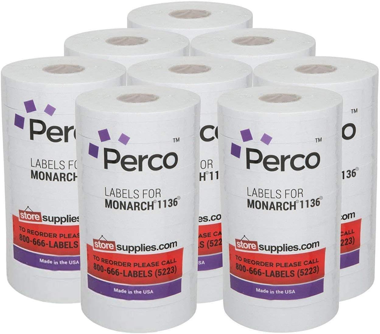 White Pricing Labels for Monarch 1136 Price Gun – Case of 8 Sleeves, 112, 000 Pricemarking Labels Value Pack – Bonus Ink Rolls Included : Office Products