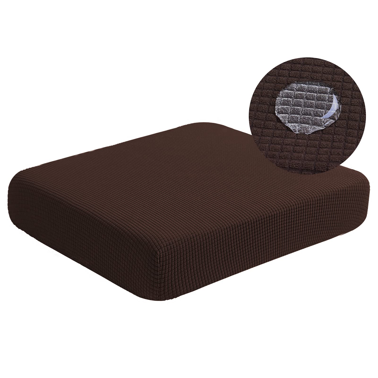 Photo 1 of NC HOME Water-Repellent Sofa Cushion Covers Jacquard High Stretch Fabric Furniture Protector for Living Room, Washable Sofa Seat Slipcover, 1 Seater (Chair Cushion, Chocolate)