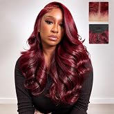 CHEETAHBEAUTY 99J 7x6 Glueless Wigs Human Hair Pre Plucked Pre Cut 26 Inch Body Wave Burgundy Wig Human Hair 250% Density Lac