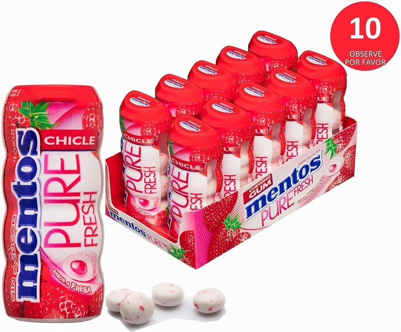 Pocket Chicle Fresa, Sin Azúcar - 10 unidades de 30 gr. (Total 300 gr.)