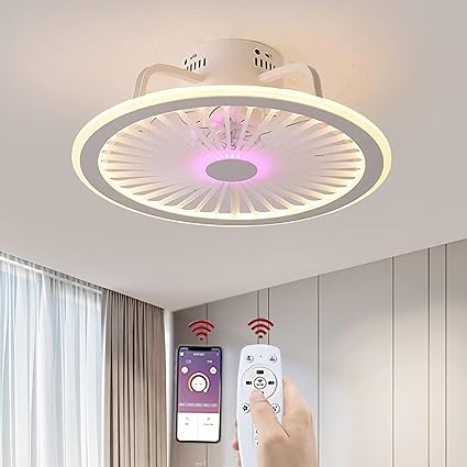 Omgpfr Silent Ceiling Fan Light With Lights And Remote Control Ultra Thin 18 Cm Ceiling Light Invisible Quiet Led Dimmable Ceiling Fans Lighting For Living Room Bedroom Amazon De Kuche Haushalt