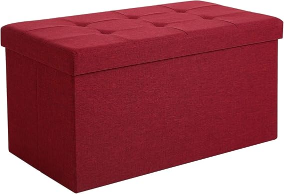 SONGMICS Banco Otomano de Almacenamiento, Baul, Puff, Asiento Plegable