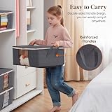 Lifewit 3 Pack 35L Clothes Storage Bins with Lids, Clear Window, Handles view 4