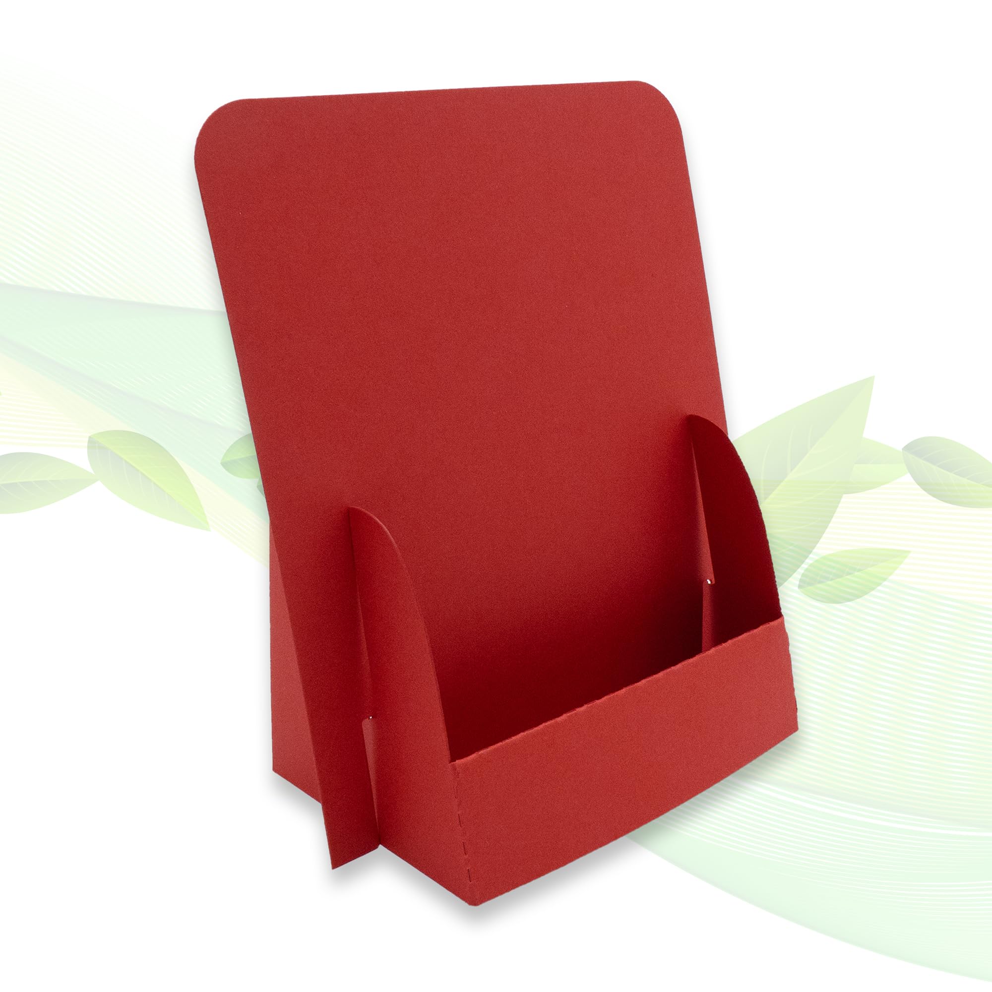 thefoldstands 5 Foldable Flyer Stands Red Design Ecological Brochure Stand for DIN A6 Flyer 14.8 x 21 cm Vertical Brochure Holder Made of Eco FSC Cardboard Short to Medium Term Use