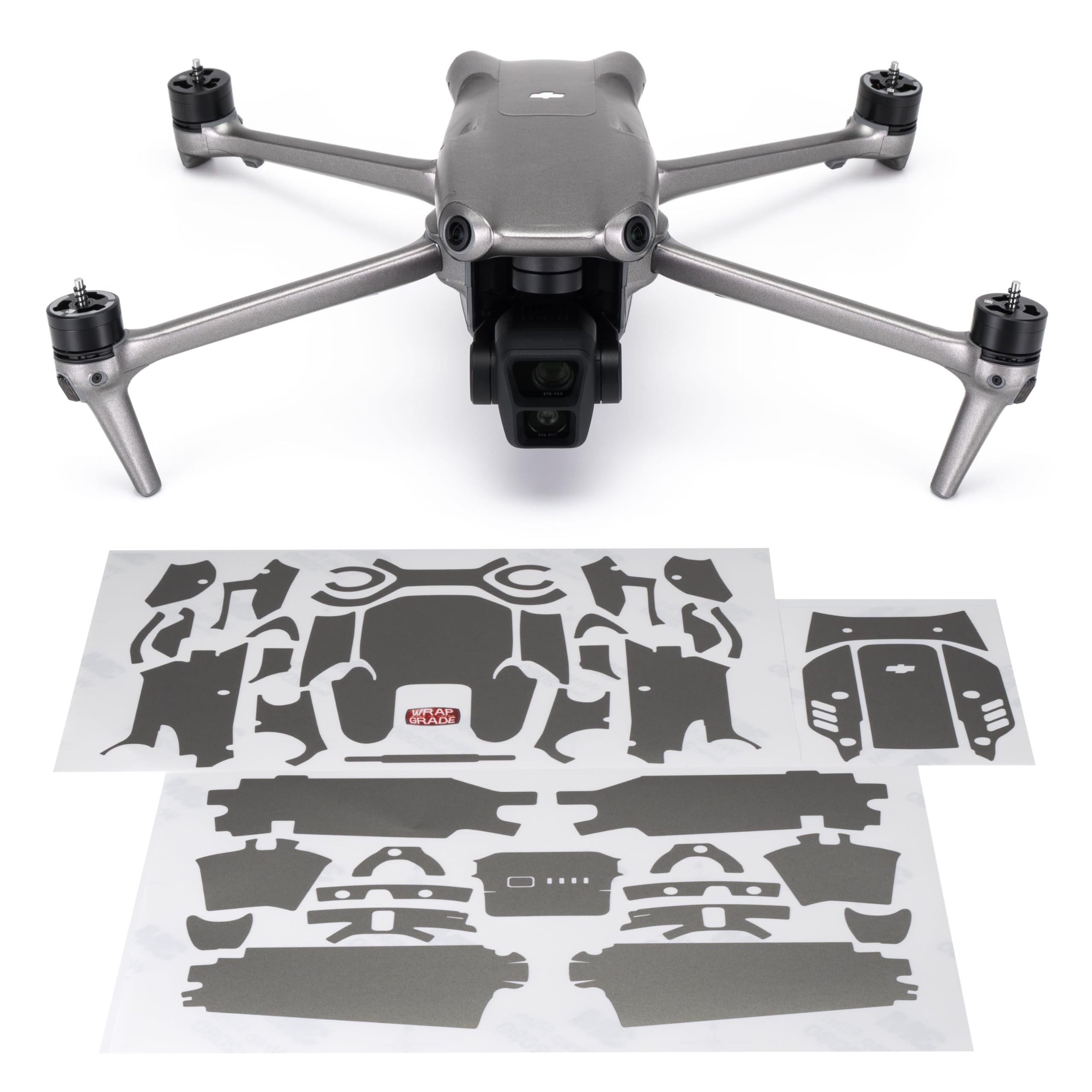 WRAPGRADE Skin Stickers compatible with DJI Air 3 | Full Wrap Set (TITANIUM)
