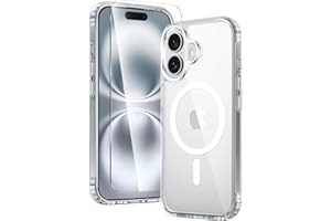 FNTCASE for iPhone 16 Case Clear: Magnetic Phone Cases with Screen Protector Drop Proof Compatible with Magsafe Slim Anti Yel
