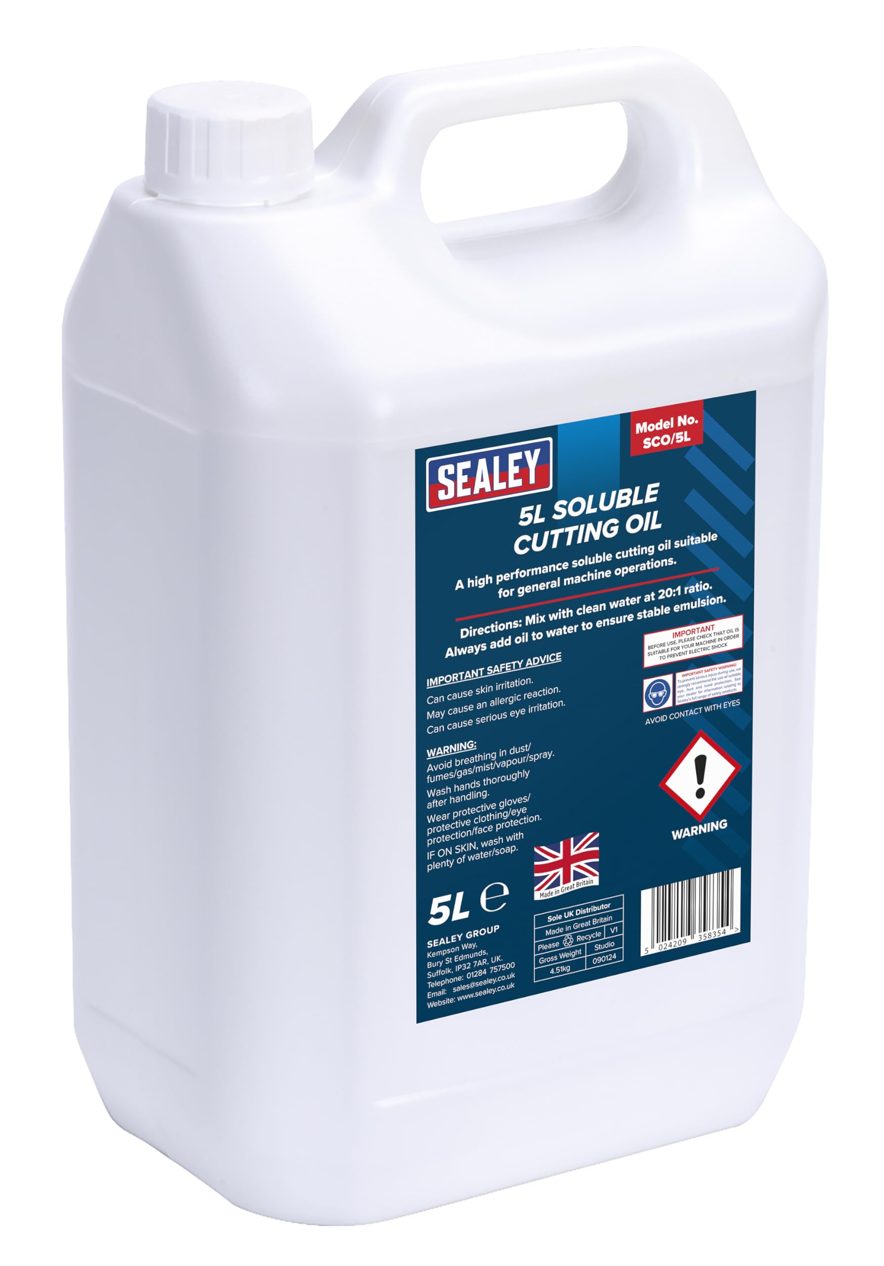Sealey SCO/5L Soluble Cutting Oil 5ltr