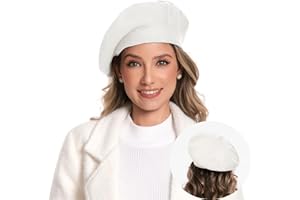 Nawati Cashmere Knitted Women Beret, French Style Double Layer Winter Autumn Warm and Soft Beanie Hat Cap