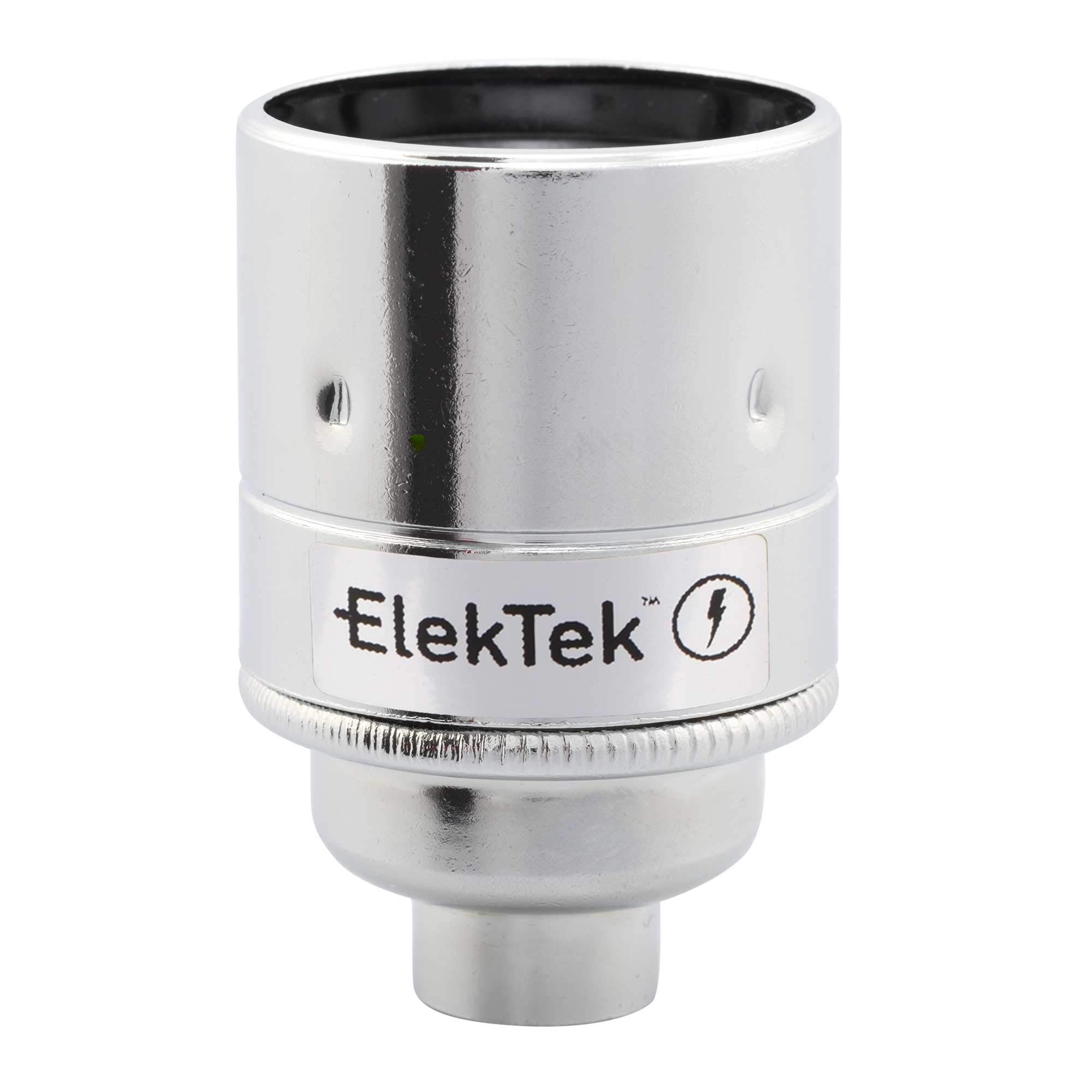 ElekTek ES E27 Lamp Bulb Holder Plain Skirt 10mm Entry Chrome Ideal for Vintage Filament Bulbs