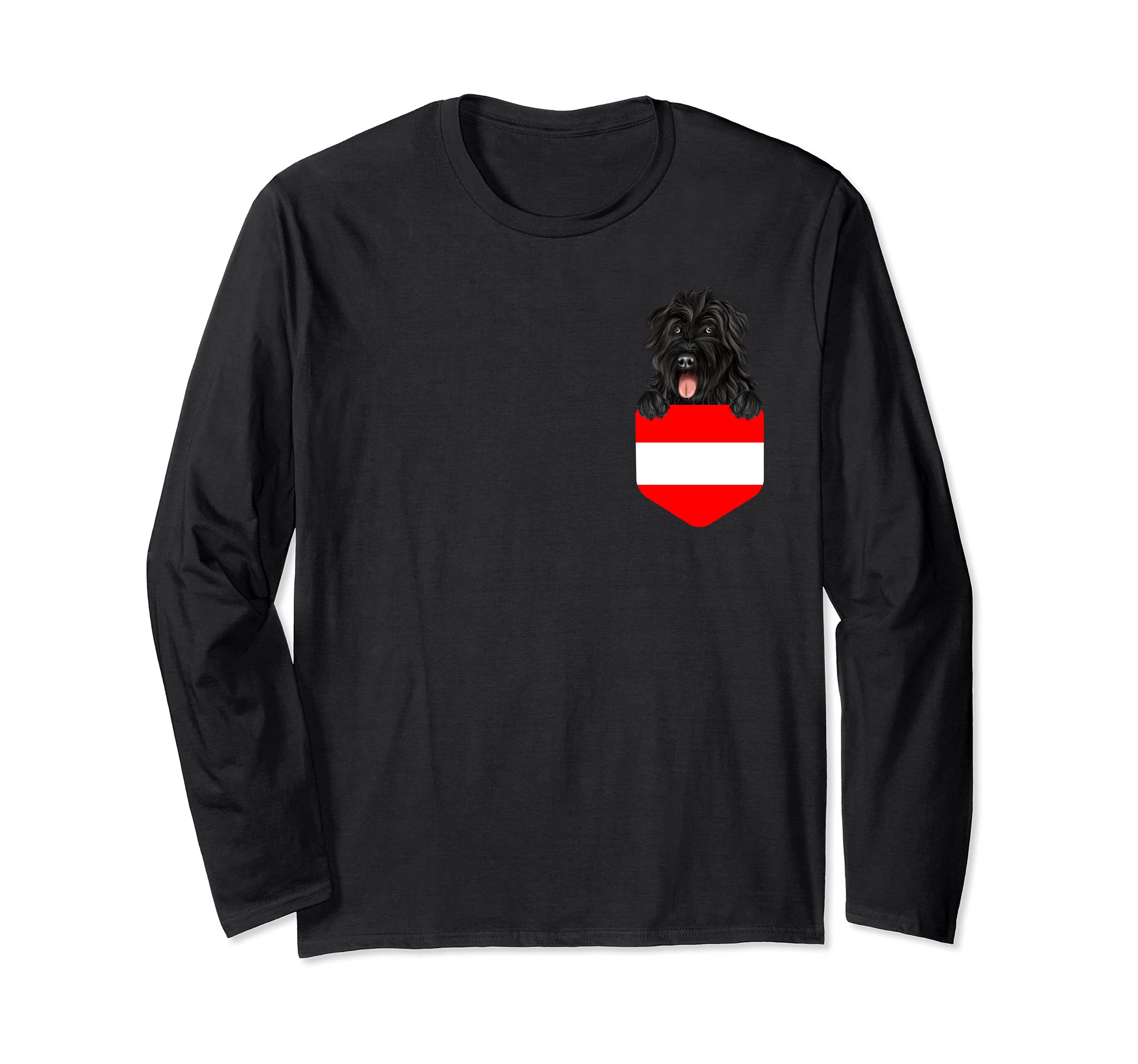Austria Flag Bouvier des Flandres Dog In Pocket Long Sleeve T-Shirt