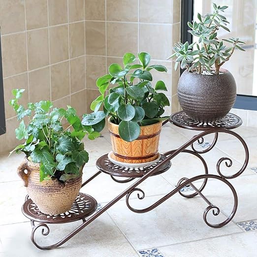 YXWa Puesto de Plantas Soporte de Flores de 3 Capas de Hierro ...