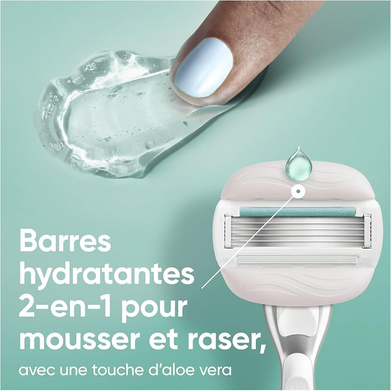 Rasoir Femme Pro ComfortGlide Sensitive, 6 Recharges, Argent