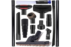 SEOVMRI 14Pcs Universal Vacuum Attachment Professional Shop Vac Accessories Wet Dry Vacuum Hose Adapter with Hair Brush Extension Wand Flexible Crevice Tool fit 2 1/2" to 1 1/4" and 1 7/8" to 1" Vacuum Hose