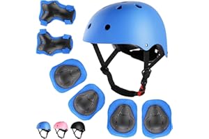 Kids Bike Helmet Set Skateboard Knee Pads, Toddler Helmet Protective Gear Set Adjustable for 3-10 Boys Girls Helmet Elbow Pad
