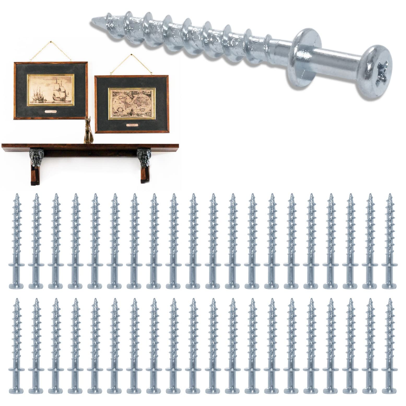 laffeya Bear Claw Screw, 40 Pack Double Headed Bear Claw Screw, Picture Hangers Multi Purpose Screws Hook for D-Rings, Wire, Sawtooths & Keyholes (Long size 40)