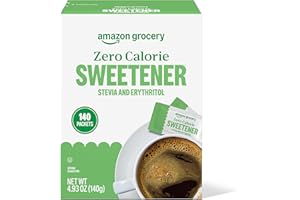 Amazon Grocery, Zero Calorie Stevia and Erythritol Sweetener Packets, 140 Ct (Previously Happy Belly, Packaging May Vary)