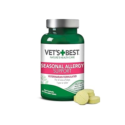 Vet&rsquo;s Best Seasonal Allergy Relief | Dog Allergy Supplement | Relief from Dry or Itchy Skin | 60 Chewable Tablets