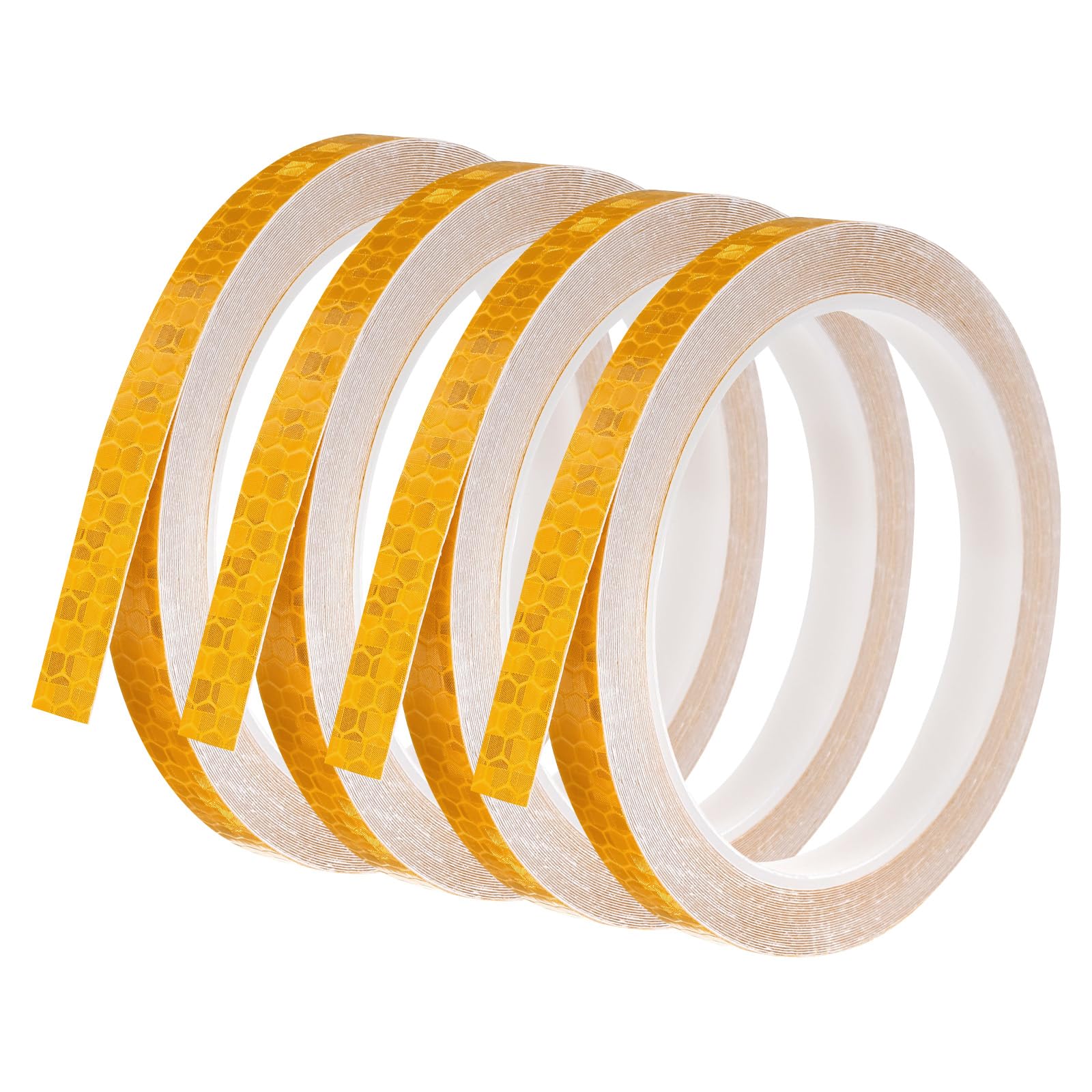 PATIKIL 0.3" x 26 FT Reflective Tape, 4 Pack Night High Visibility Waterproof Warning Safety Tape Outdoor Reflectors for Cars Bikes Motorcycles Trucks Trailers, Gold