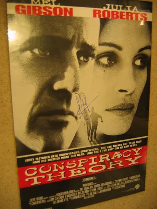 MEL GIBSON signed"Conspiracy Theory" original 1997 movie poster 27x38
