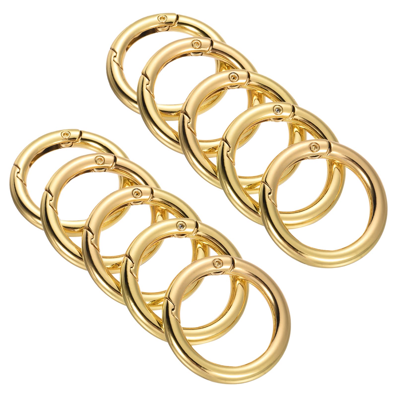 PATIKIL 35x25x5mm Spring Gate O Rings, 10 Pack Round Snap Clip Zinc Alloy for Keyrings Buckle, Gold