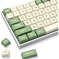 GMKWTL XVX Cute Bear Keycaps, Matcha Green and Creamy Keycap Set with MDA Profile, Double Shot PBT Keycaps Suitable for Cherry Gateron MX Switches Mechanical Keyboard
