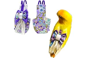 BARN ELEVEN Bird Flight Suits Diapers, Parrot Flight Suits Diapers for Monk Parakeets, Cockatiels Flight Suits, Parrot Clothes, Bird Training Nappy Suit Liners Clothes (XS, Purple-B)