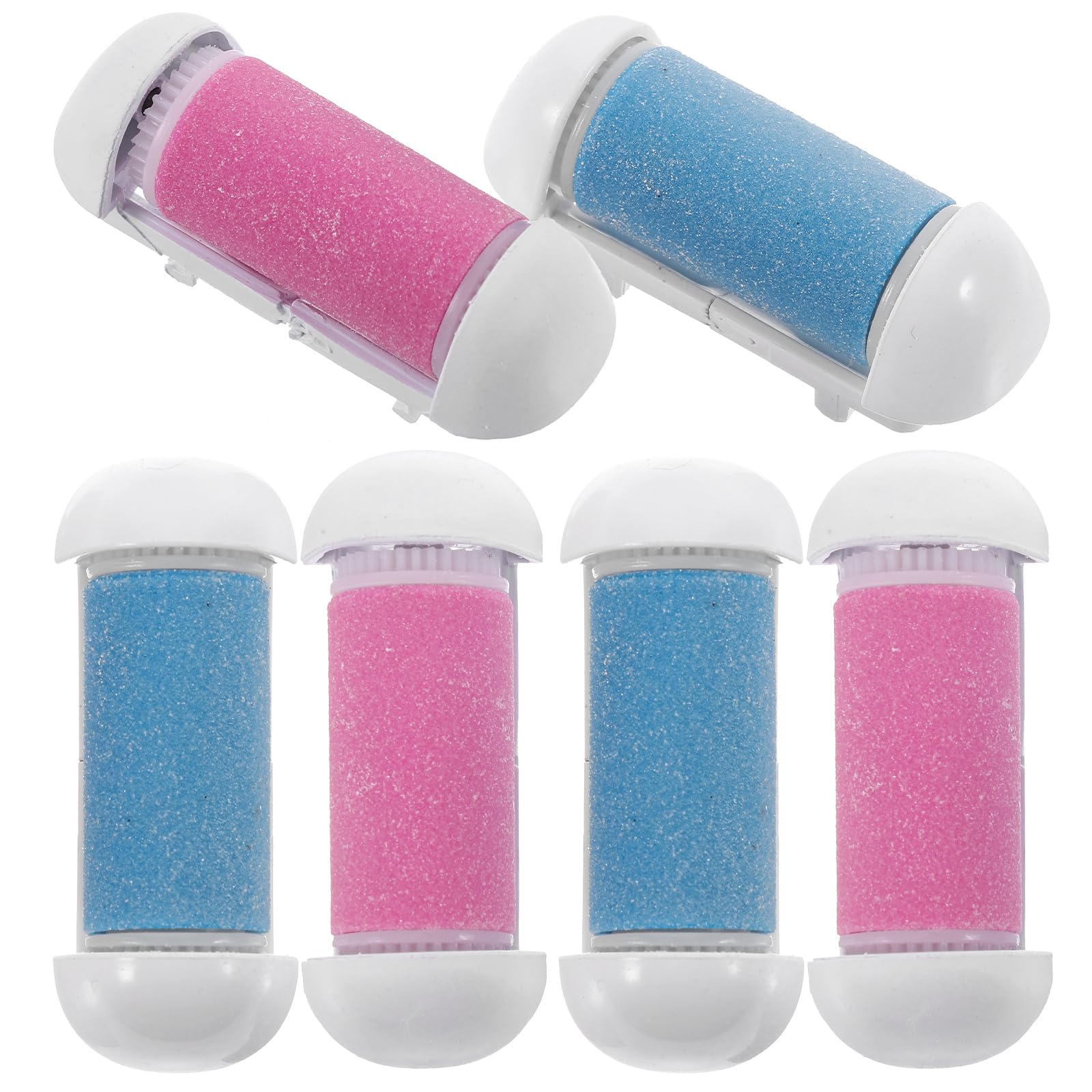 SOLUSTRE 6pcs Coarse Replacement Roller Refill Heads Pedicure Foot File Cracked Skin Corns Remover Refill for Electronic Foot File Pink and Blue