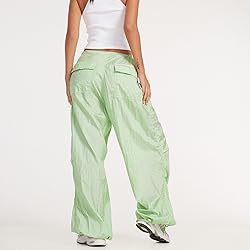 WOBONIU Women Low Waist Baggy Cargo Pants Indie