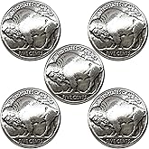 Antique Buffalo Nickel Reproduction Coin Conchos Size 7/8", Screw Back Concho (Buffalo Nickel) Set of 5