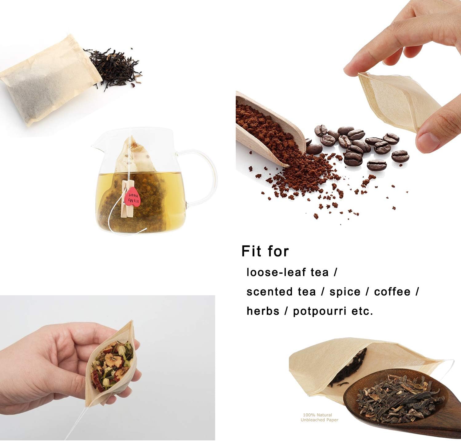 NEPAK 600PCS Disposable Tea Filter Bags Unbleached,Paper Tea Filter