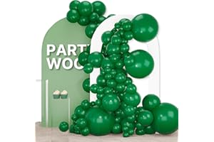 PartyWoo Dark Green Balloons 155pcs Different Sizes of 18 12 10 5 Inch Emerald Hunter Forest Green Balloon Arch Kit for Birthday Christmas Graduation Dinosaur Jungle Theme Party Decorations Green-Y56