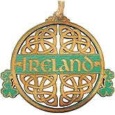 Ireland Ornament Set Wooden Irish Decoration Handmade with Twine String Celtic Design Souvenir with Irish Blessing Card