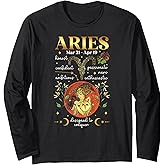 Aries Facts Aries Zodiac Sign Aries Birthday Long Sleeve T-Shirt