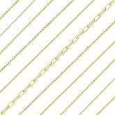 Gold Necklace Chains for Jewelry Making, 59 Feet 5 Style Necklace Jewelry Chains for DIY Necklaces Bracelets Anklet Craft Making Supplies with Jump Rings Lobster Clasp Connectors Soft Tape Measure