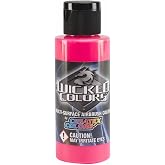 Createx Wicked Colors W026 Fluorescent Pink 2oz. water-based universal airbrush paint. by SprayGunner