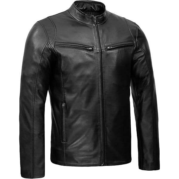 SIZMA Men's Leather Jacket Classic Motorcycle Fashion Real