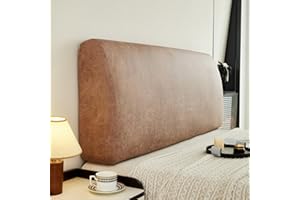EFELIM Imitated Leather Bed Headboard Slipcover for Queen King Size, Stretch Bed Headboard Cover Retro Dustproof Protector Cover for Bedroom Decor (Brown,King:78.7in)