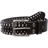 1 1/2" Snap on Antique Silver Circle Metal Studded Distressed Leather Belt