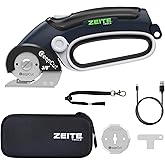 ZEITE Deepcut 3/8" Electric Cardboard Cutter,Cordless Scissors with LED Light,Storage Box,Rechargeable Powerful Rotary Box Cutter with 2 Blades for Thick Cardboard, Fabric, Carpet, Leather