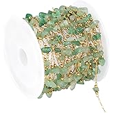 UMAOKANG 13 Feet Green Gemstone Chains for Jewelry Making Gold Plated Stainless Steel Jewelry Chain Roll for Women Necklace Bracelet DIY