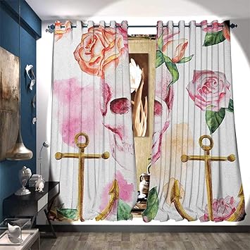 Amazon Com Window Curtain Fabric Nautical Anchor With Victorian