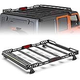 Nilight Roof Rack Cargo Basket with LED Light Bar Compatible with 2007-2026 Wrangler JK JL Unlimited & Gladiator JT 4 Door Hardtop, JKU JLU Luggage Rooftop Storage Carrier