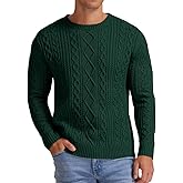 Sailwind Men's Cable Knit Sweater Casual Crewneck Long-Sleeve Fisherman Pullover